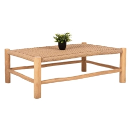 Τραπέζι Σαλονιού Londer HM5985 119x79,5x41cm Από Ξύλο Teak Rattan Natural