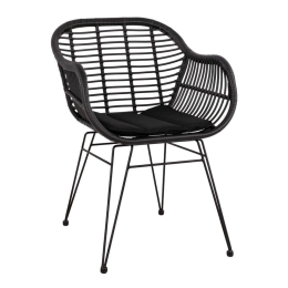 Πολυθρόνα Με Μαξιλάρι Allegra HM5450.22 57,5x60x82cm Wicker Black