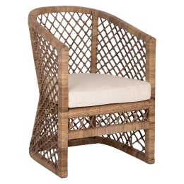 Πολυθρόνα Mpiko HM5990 Με Μαξιλάρι 64x68x87cm Rattan Natural-Ecru