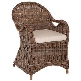 Πολυθρόνα Keyla HM9536 Με Μαξιλάρι 63x65x87cm Rattan Brown-Ecru