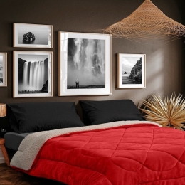 Κουβερτοπάπλωμα Blizzard Red-Beige Madi Υπέρδιπλο 220x240cm Flannel