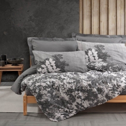 Παπλωματοθήκη Windy (Σετ 3τμχ) Grey Madi Υπέρδιπλο 220x240cm 100% Βαμβάκι