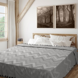 Κουβέρτα Golwe Πικέ Ζακάρ Grey Madi Υπέρδιπλο 220x240cm 100% Βαμβάκι