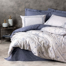 Πάπλωμα Blom (Σετ 3τμχ) Grey-Blue Madi Υπέρδιπλο 220x240cm 100% Βαμβάκι