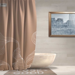 Κουρτίνα Μπάνιου Abstract Beige Madi 180Πx180Υ 180x180cm Pet
