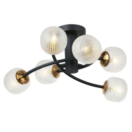 Φωτιστικό Οροφής - Πλαφονιέρα Ifigenia 4239500 Black-Gold Viokef Μέταλλο,Γυαλί