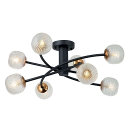 Φωτιστικό Οροφής - Πλαφονιέρα Ifigenia 4239600 Black-Gold Viokef Μέταλλο,Γυαλί