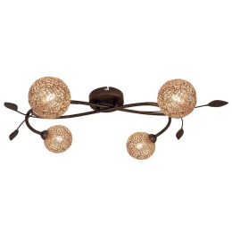 Φωτιστικό Οροφής - Πλαφονιέρα Sissy 4192800 Gold-Brown Viokef Μέταλλο,Γυαλί