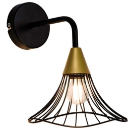Φωτιστικό Τοίχου - Απλίκα Tina 4252700 E14 Black-Gold Viokef Μέταλλο