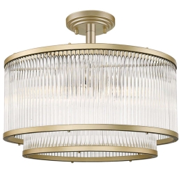 Φωτιστικό Οροφής - Πλαφονιέρα Karolina 4258800 E14 Clear-Gold Viokef Μέταλλο,Γυαλί