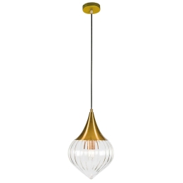 Φωτιστικό Οροφής Lucida 4259900 E27 Clear-Gold Viokef Μέταλλο,Γυαλί