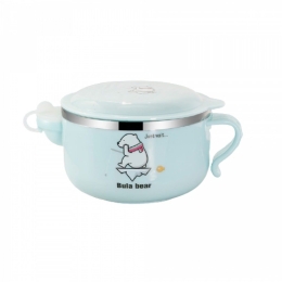 Μπωλ Φαγητού Με Καπάκι 450 ml Για Παιδιά 6μηνών+ Light Blue 1 τμχ Μέταλλο,Πλαστικό