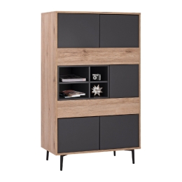 ΒΙΒΛΙΟΘΗΚΗ MARGARIT HM8678 ΓΚΡΙ ΜΕ ΦΥΣΙΚΟ 78x39x130Υ εκ.
