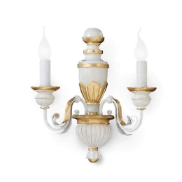 Φωτιστικό Τοίχου Firenze 012902 33x38x17cm 2xE14 40W White-Gold Ideal Lux