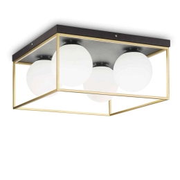 Φωτιστικό Οροφής-Πλαφονιέρα Lingotto 45,5x45,5x21,5cm 4xE14 28W Gold-Black Ideal Lux