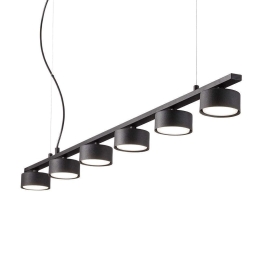Φωτιστικό Οροφής-Ράγα Minor Linear 235486 115x10/219x8,5cm 6xGX53 15W Black Ideal Lux
