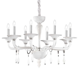 Φωτιστικό Οροφής Miramare 068190 95x85/145cm 8xE14 40W White Ideal Lux