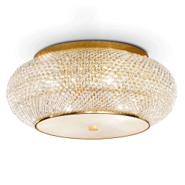 Φωτιστικό Οροφής-Πλαφονιέρα Pasha' 165004 65x28cm 14xE14 40W Gold Ideal Lux