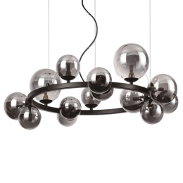 Φωτιστικό Οροφής Perlage 271385 Φ85x230cm 14xG9 15W Black Ideal Lux