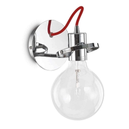 Φωτιστικό Τοίχου-Απλίκα Radio 119427 24x18cm 1xE27 60W 3000K Chrome Ideal Lux Μέταλλο,Ύφασμα