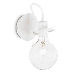 Φωτιστικό Τοίχου-Απλίκα Radio 119465 24x18cm 1xE27 60W 3000K White Ideal Lux Μέταλλο,Ύφασμα