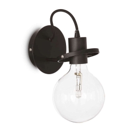 Φωτιστικό Τοίχου-Απλίκα Radio 119502 24x18cm 1xE27 60W 3000K Black Ideal Lux Μέταλλο,Ύφασμα