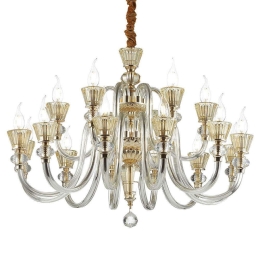 Φωτιστικό Οροφής-Πολυέλαιος Strauss 140629 85x91/200cm 18xE14 40W Gold Ideal Lux