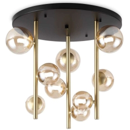 Φωτιστικό Οροφής - Πλαφονιέρα Perlage 328409 Φ55x50cm 9xG9 15W Brass-Amber Ideal Lux