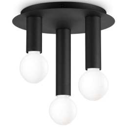 Φωτιστικό Οροφής - Πλαφονιέρα Petit 327952 Φ30x22,5cm 3xE27 42W Black Ideal Lux