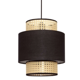 Φωτιστικό Οροφής Nisyros TF20831PB 1xΕ27 Φ30cm 150cm Black Aca Rattan, Ύφασμα
