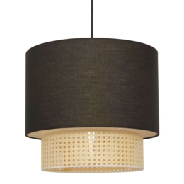 Φωτιστικό Οροφής Nisyros TF20832PB 2xΕ27 Φ40cm 150cm Black Aca Rattan, Ύφασμα