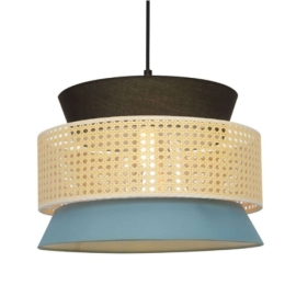Φωτιστικό Οροφής Nisyros TF20841P 1xΕ27 Φ40cm 150cm Black-Veraman Aca Rattan, Ύφασμα
