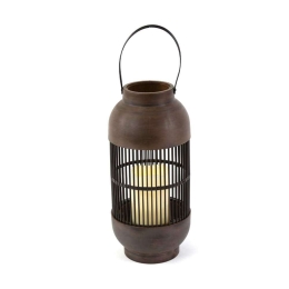 Φανάρι-Κερί Με Μπαταρία "Nougat" F0711110 Led Φ14X33cm Antique Brown Aca