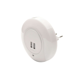 Φωτάκι Νυκτός SF78LED Led 1W Με 2 Usb Θύρες On/Off White Aca