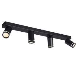 Φωτιστικό Οροφής - Σποτ Divino RA3634SBK 4xGU10 76x7x13,5cm Black Aca