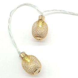 Χριστουγεννιάτικα Λαμπάκια Σειρά Metal Pineapple 10 Led X061011256 135+30cm 0,45W Με Μπαταρία Gold Aca