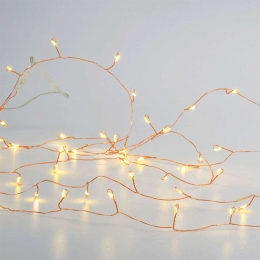 Χριστουγεννιάτικα Λαμπάκια Σειρά 50 Led X01501217 2,5m+30cm Με Μπαταρία 3W White-Bronze Aca