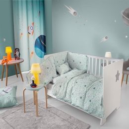 Σεντόνια Βρεφικά Cosmic (Σετ 3τμχ) Light Blue Guy Laroche Κούνιας 115x170cm 100% Βαμβάκι