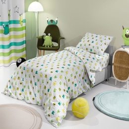Σεντόνια Παιδικά Monsters (Σετ 3τμχ) Lime Saint Clair Μονό 165x250cm 100% Βαμβάκι