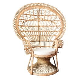 ΠΟΛΥΘΡΟΝΑ ROYAL PEACOCK HM9342 RATTAN ΣΕ ΦΥΣΙΚΟ-ΜΑΞΙΛΑΡΙ ΜΠΕΖ 114x72x150Yεκ.