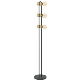 Φωτιστικό Δαπέδου 43544 Chieveley 3/E27 Wood Black-Beige Eglo Μέταλλο,Ξύλο