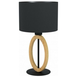 Φωτιστικό Επιτραπέζιο 43569 Basildon 1/E27 Black-Beige Eglo Ύφασμα,Ξύλο,Μέταλλο