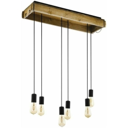 Φωτιστικό Οροφής - Ράγα 43592 Wootton Vintage 6/E27 Wood Natural Black Eglo Μέταλλο,Ξύλο