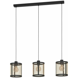 Φωτιστικό Οροφής - Ράγα 43605 Dellow 3/E27 Black-Brass Eglo Μέταλλο