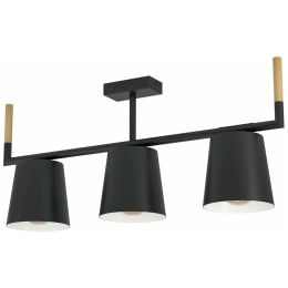 Φωτιστικό Οροφής - Πλαφονιέρα 43611 Lacey 3/E27 Wood Black-Beige Eglo Μέταλλο,Ξύλο