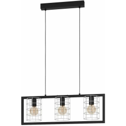 Φωτιστικό Οροφής - Ράγα 43663 Jubily 3/E27 Black-Silver Eglo Μέταλλο