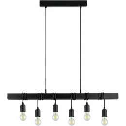 Φωτιστικό Οροφής - Ράγα 49755 Townshend 6/E27 Black Eglo Μέταλλο,Ξύλο