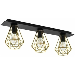 Φωτιστικό Οροφής - Σποτ 43655 Tarbes Balken 3/E27 Black-Brass Eglo Μέταλλο