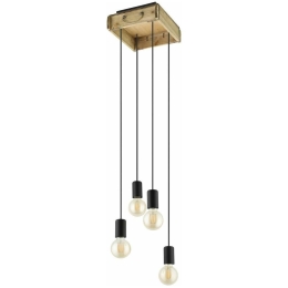 Φωτιστικό Οροφής 43591 Wootton Vintage 4/E27 Wood Natural-Black Eglo Μέταλλο,Ξύλο