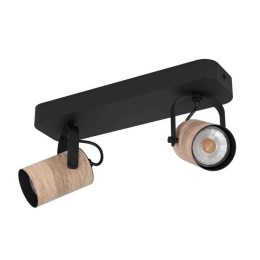 Φωτιστικό Οροφής Σποτ Cayuka 900437 28x10x12cm 2xGU10 3W Black-Natural Eglo